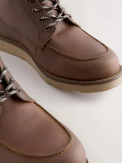 Next Tall Apron Wedge Boots Tan Brown