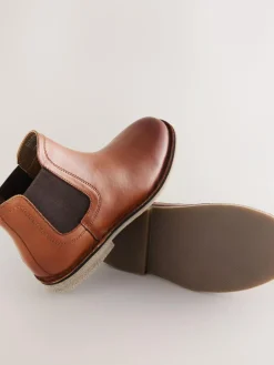 Next Tan Brown Wide Fit (G) Leather Chelsea Boots^BOY Occasionwear|Boots