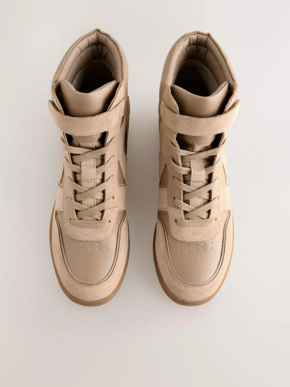 New Next Forever Comfort® Lace Up Wedge Trainers Taupe