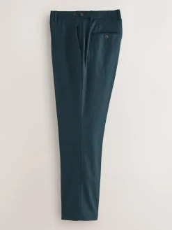 Best Next Teal Blue Regular Fit Signature Zignone Italian Wool Cashmere Blend Flannel Suit Trousers