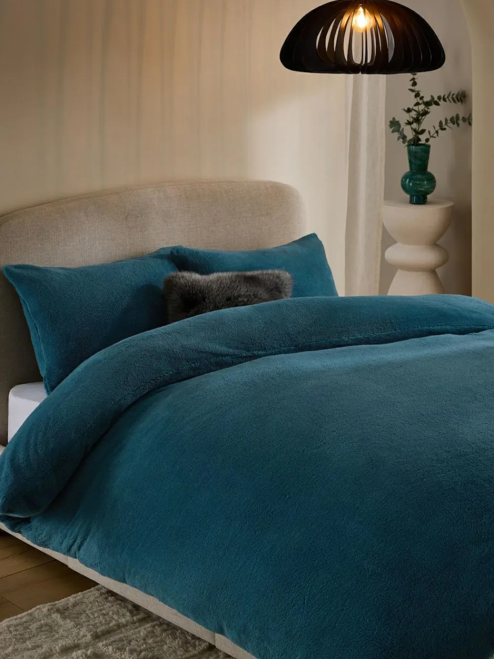 Next Teal Blue Teddy Fleece Duvet Cover and Pillowcase Set^ Bedsets & Duvet Covers