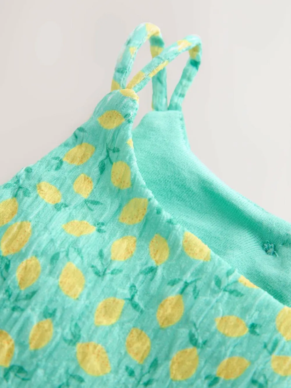 Next Teal Lemon Print Strappy Crinkle Summer Dress (3-16yrs)^ Dresses