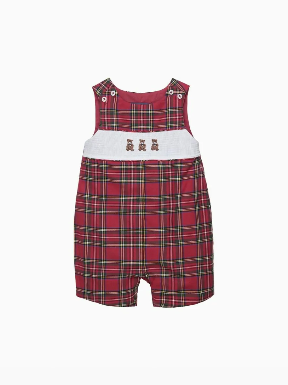 Discount Trotters London TEDDY BEAR ARCHIE SMOCKED ROMPER