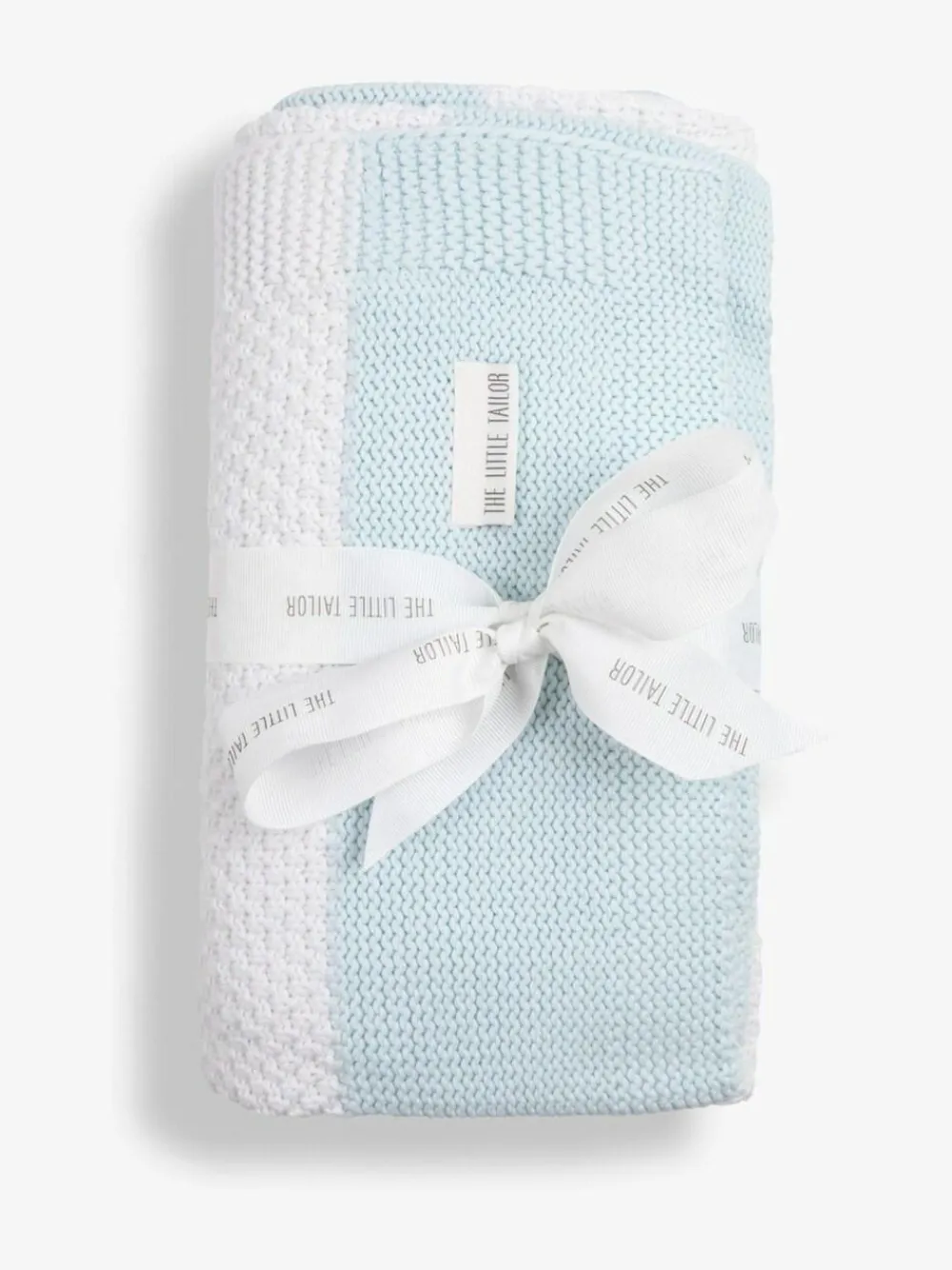New The Little Tailor Large Supersoft Textured Knitted 100% Cotton Blanket Blue