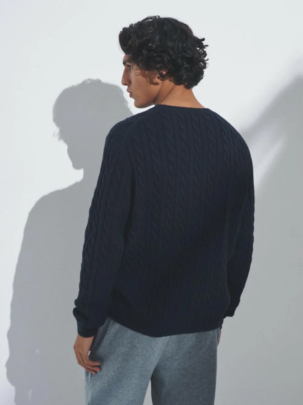 The Set 2 Pack Cable Knit Jumpers with Wool Navy Blue/Brown^ Knitwear|Knitwear