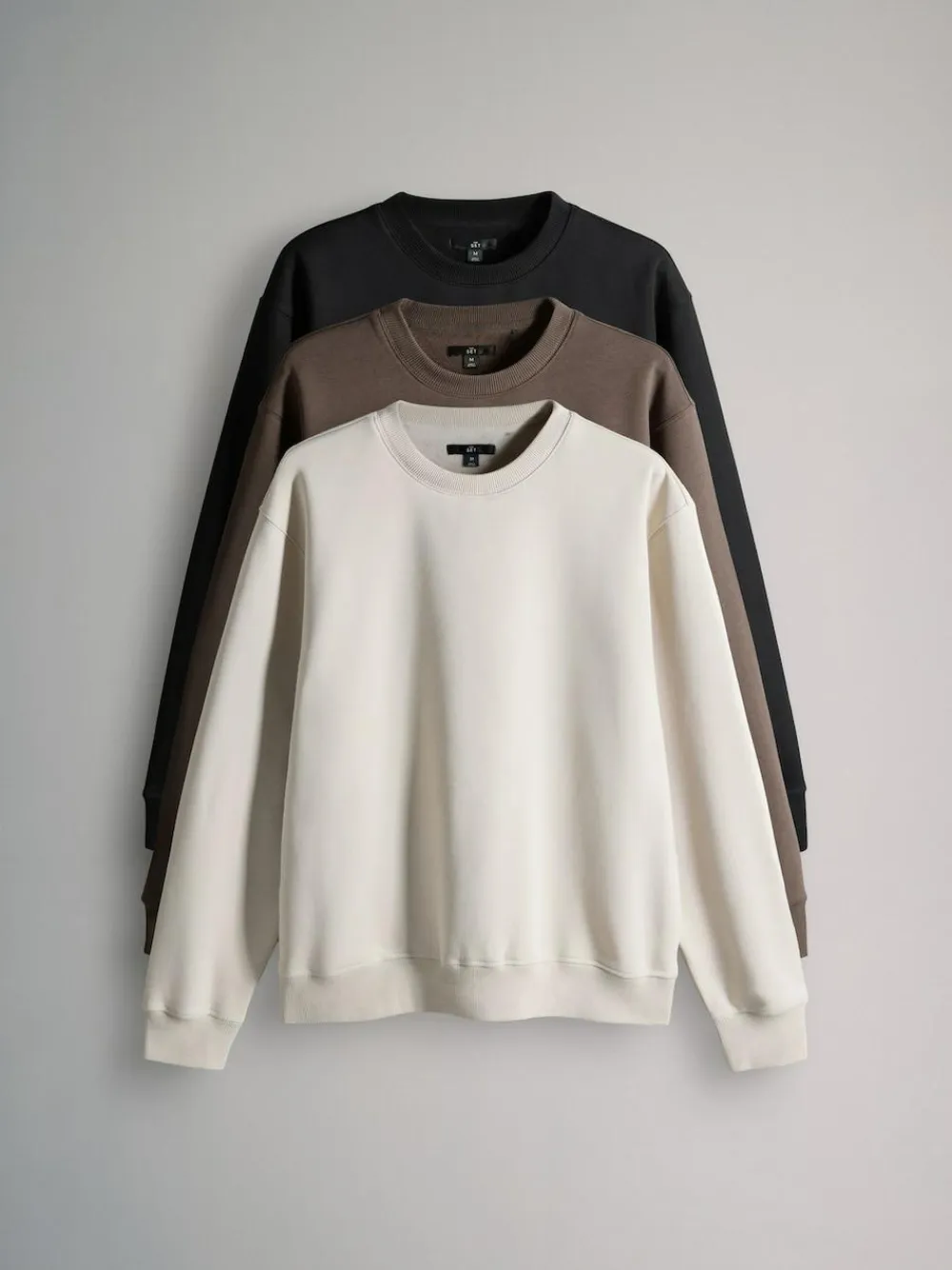 The Set 3 Pack Crew Neck Relaxed Fit Sweatshirts Black/Brown