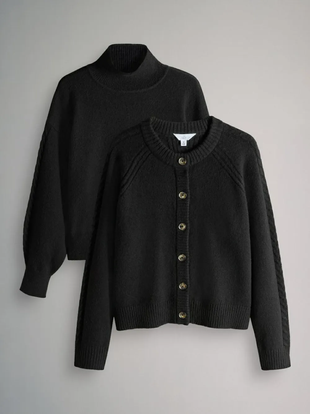 The Set 2 Pack High Neck Jumper/Cardigan Black Cable^Women Knitwear|Knitwear