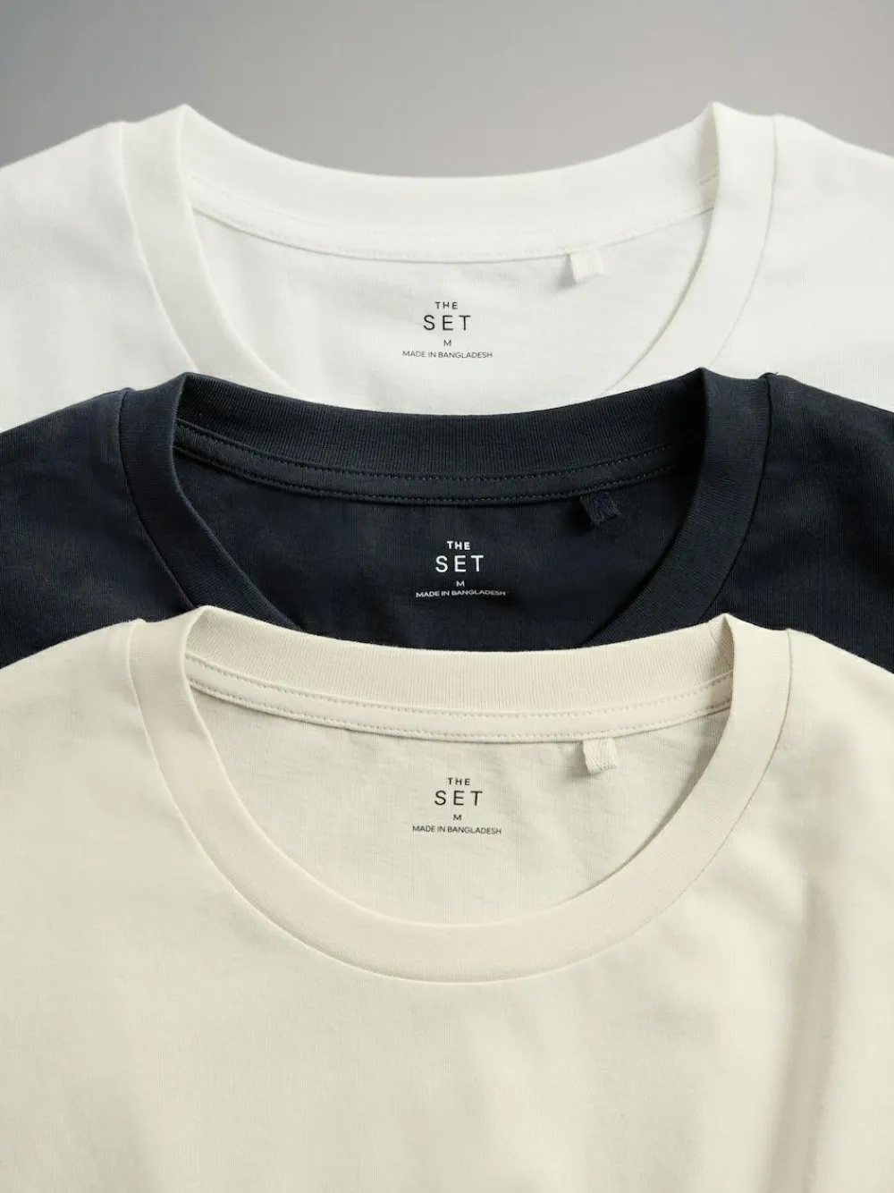 Hot The Set 3 Pack Jersey T-Shirt and Flannel Pyjamas Cream/Grey/Blue