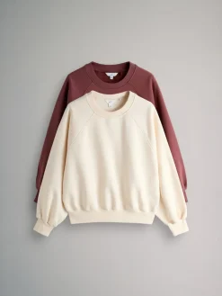 The Set 2 Pack Raglan Sweat Tops Pink/Cream^Women Hoodies & Sweatshirts