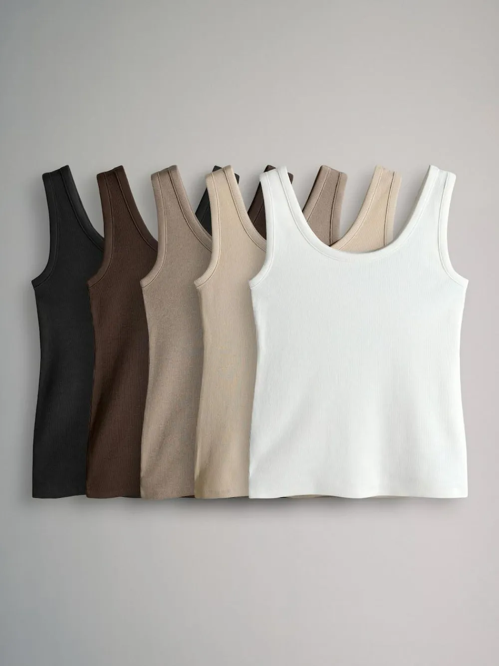 The Set 5 Pack Ribbed Scoop Neck Vests^Women Sportswear