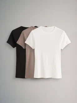 The Set 3 Pack Short Sleeve Ribbed T-Shirts^Women Loungewear