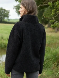 Threadbare Black Half Zip Borg Fleece^Women Sportswear|Hoodies & Sweatshirts