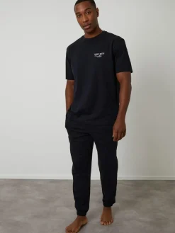 Outlet Threadbare Peached Cotton Graphic Lounge Set Black