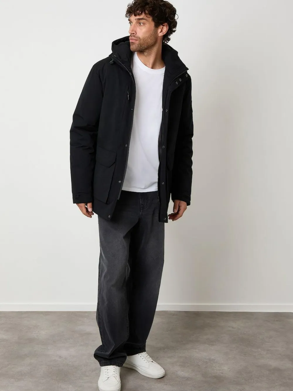 Best Threadbare Showerproof Padded Hooded Coat Black