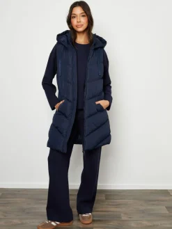 Clearance Threadbare Longline Padded Gilet Blue