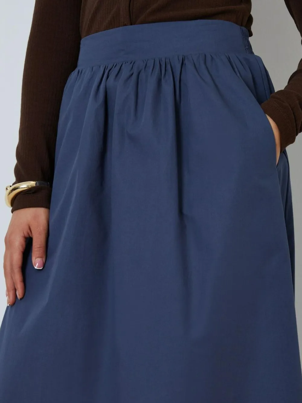 Clearance Threadbare Blue Midi Skirt with Pockets