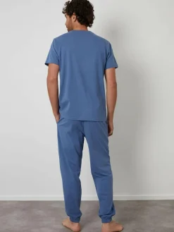 Online Threadbare Peached Cotton Pyjamas Set Blue