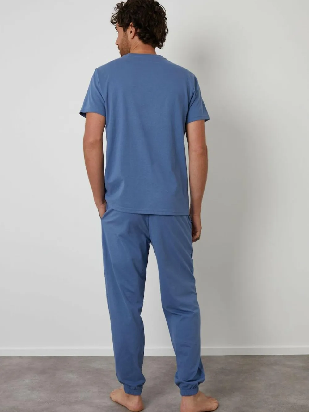 Online Threadbare Peached Cotton Pyjamas Set Blue