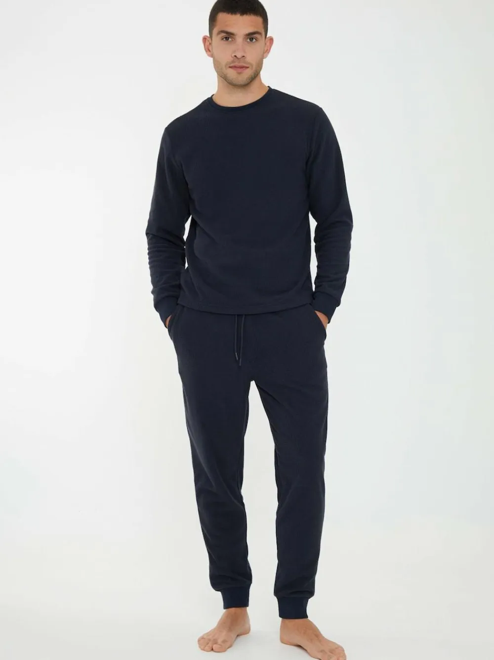 Threadbare Blue Waffle Textured Fleece Loungewear Set^ Loungewear