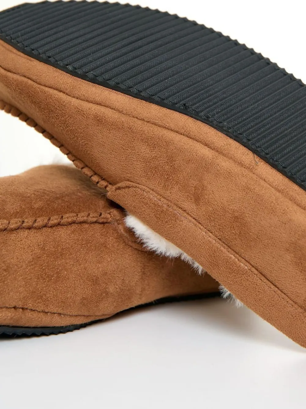 Threadbare Faux Suede Faux Fur Lined Moccasin Slippers^ Slippers|Slippers