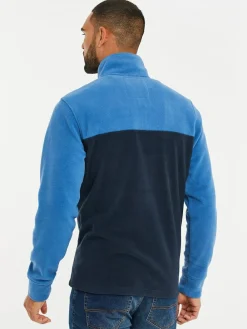 Threadbare Cobalt / Navy Two Tone Quarter Zip Fleece Sweatshirt^ Sweatshirts & Hoodies|Sweatshirts & Hoodies