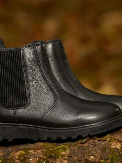 Sale Toezone Dakota Boys Leather Gusset and Zip Ankle Black Boots