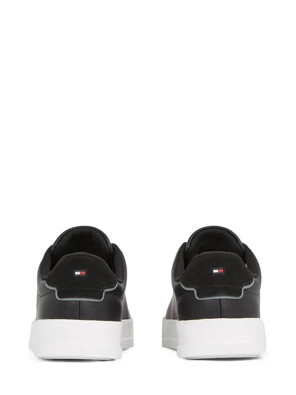 Discount Tommy Hilfiger Court Essential Leather Trainers Black
