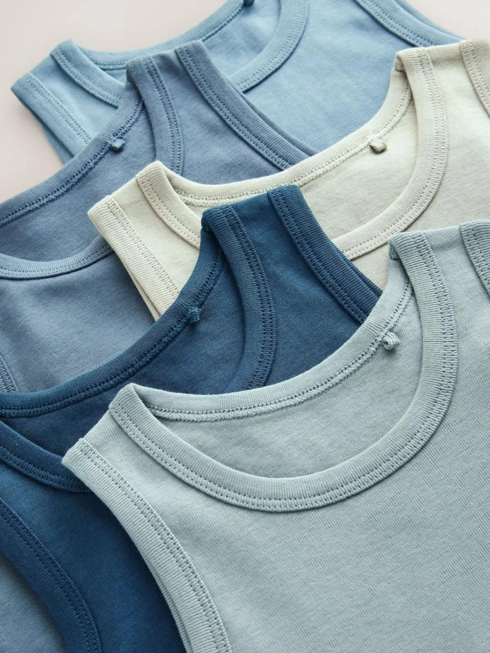 Next Tonal Blue Vests 5 Pack (1.5-16yrs)^BOY Tops|Multipacks