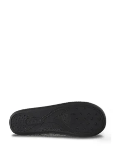 Hot Totes Grey Isotoner Mens Felt Full Back Slippers With Pull Toggle
