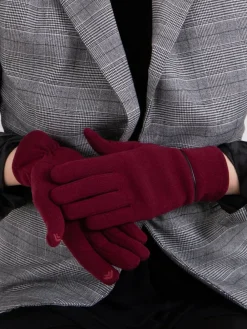 Discount Totes Isotoner Ladies Thermal Smartouch Winter Gloves With Piping Detail Red