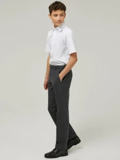 Trutex Shorter Length Slim Leg Senior Boys Grey School Trousers^BOY Tznius Pants