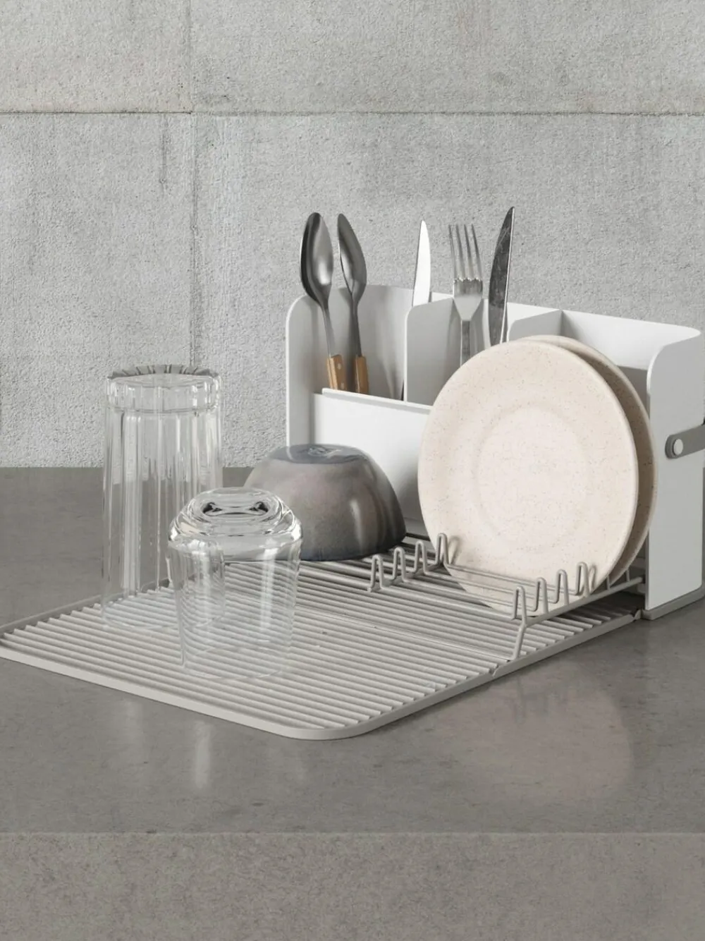 Umbra White Grey Sling Folding Dishrack^ Branded Kitchenware