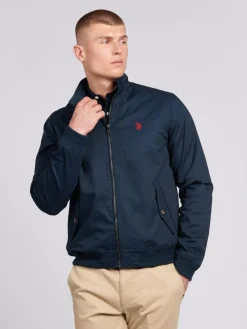 Hot U.S. Polo Assn . Mens 100% Cotton Twill Harrington Jacket Blue