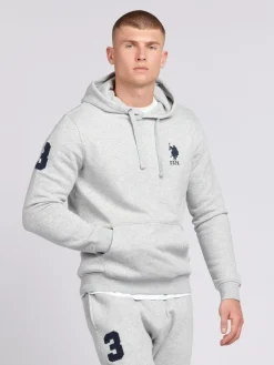 U.S. Polo Assn . Mens Classic Fit Player 3 100% Cotton Hoodie Grey