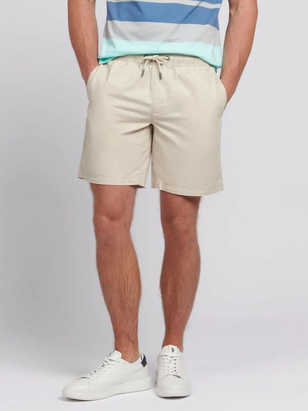 U.S. Polo Assn . Natural Mens Linen Blend Deck Shorts^ Shorts