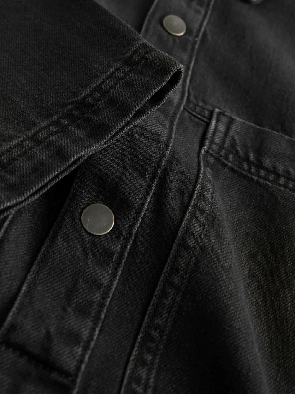 New Next Mini Long Sleeve Utility Denim Dress Washed Black