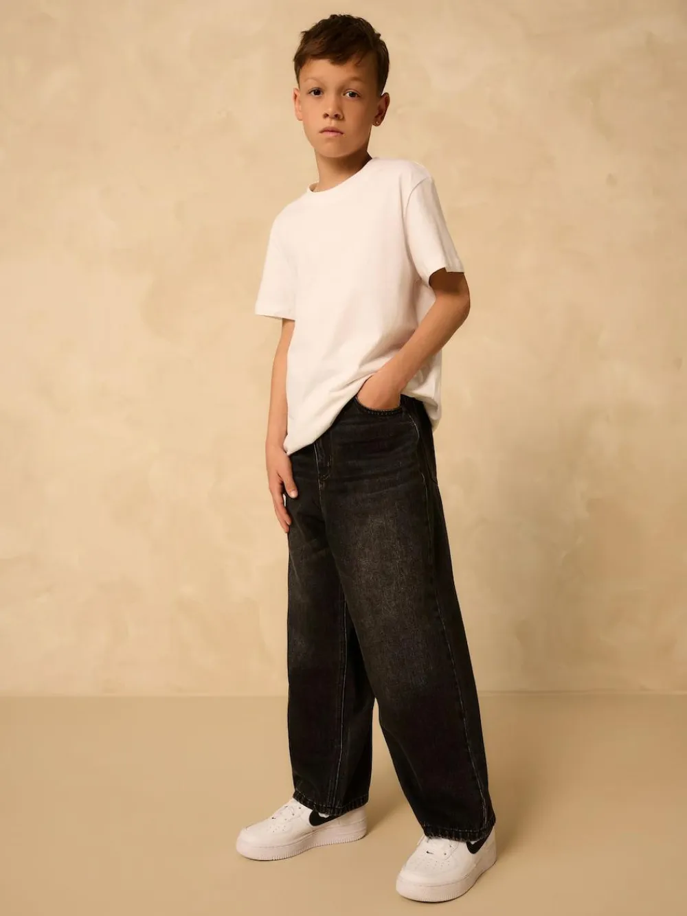 Next Washed Black Super-wide Fit Authentic Jeans (3-16yrs)^BOY Jeans|Jeans