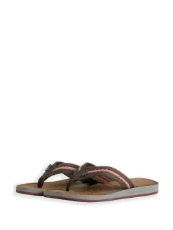Sale Weird Fish Brown Malham Leather Look Flip Flop Slippers