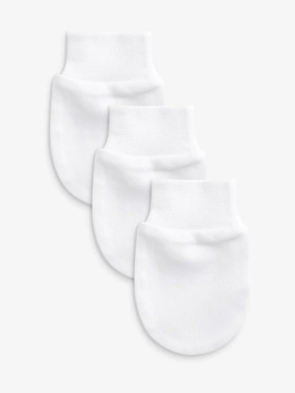 Best Next 100% Cotton Baby Scratch Mitts 3 Pack White