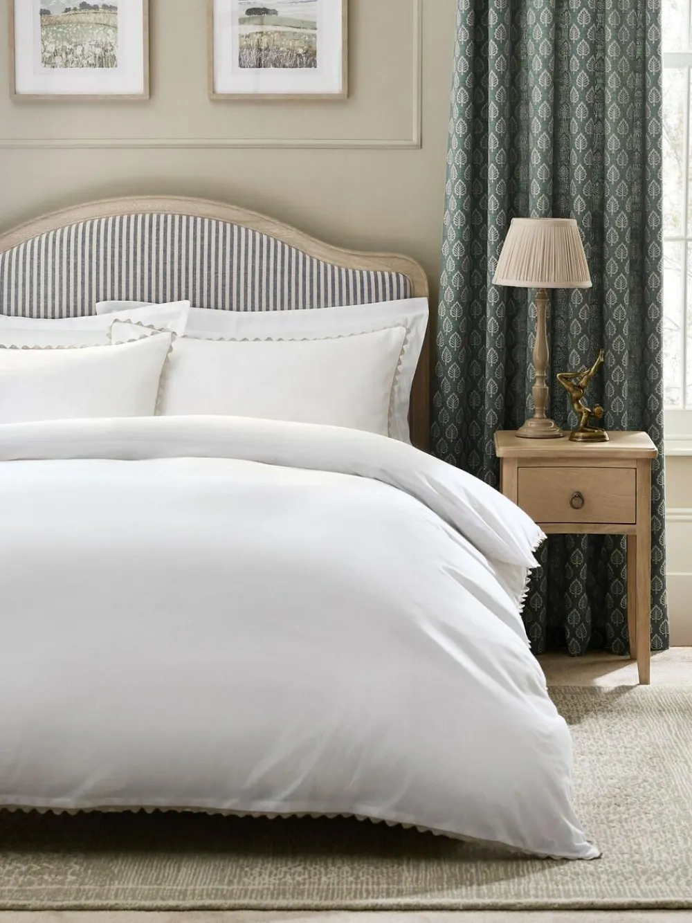 Next White 100% Cotton Ric Rac Scallop Edge Duvet Cover and Pillowcase Set^ Bedsets & Duvet Covers