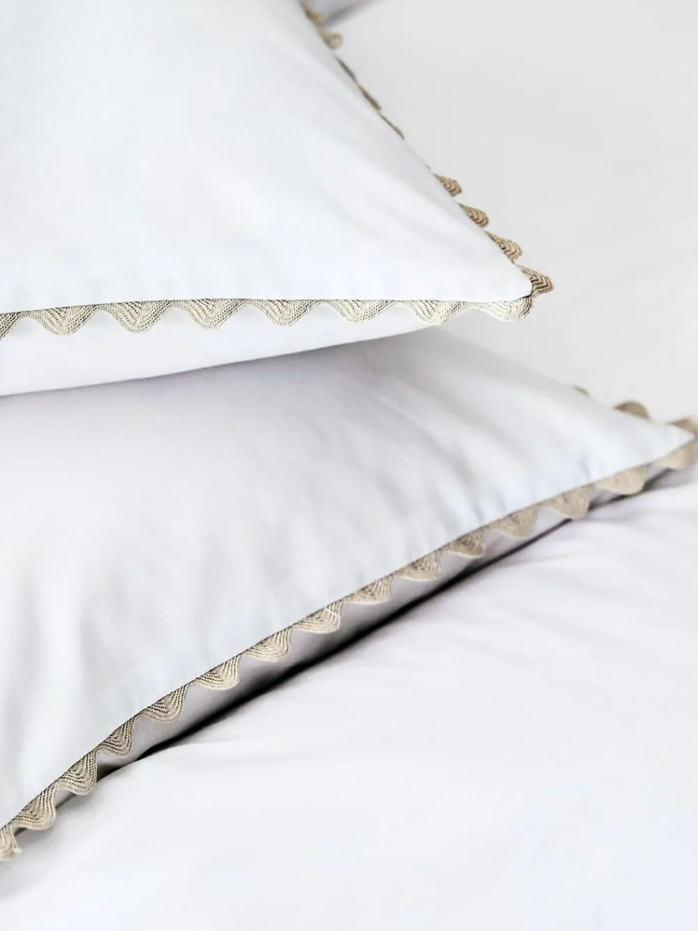 Next White 100% Cotton Ric Rac Scallop Edge Duvet Cover and Pillowcase Set^ Bedsets & Duvet Covers