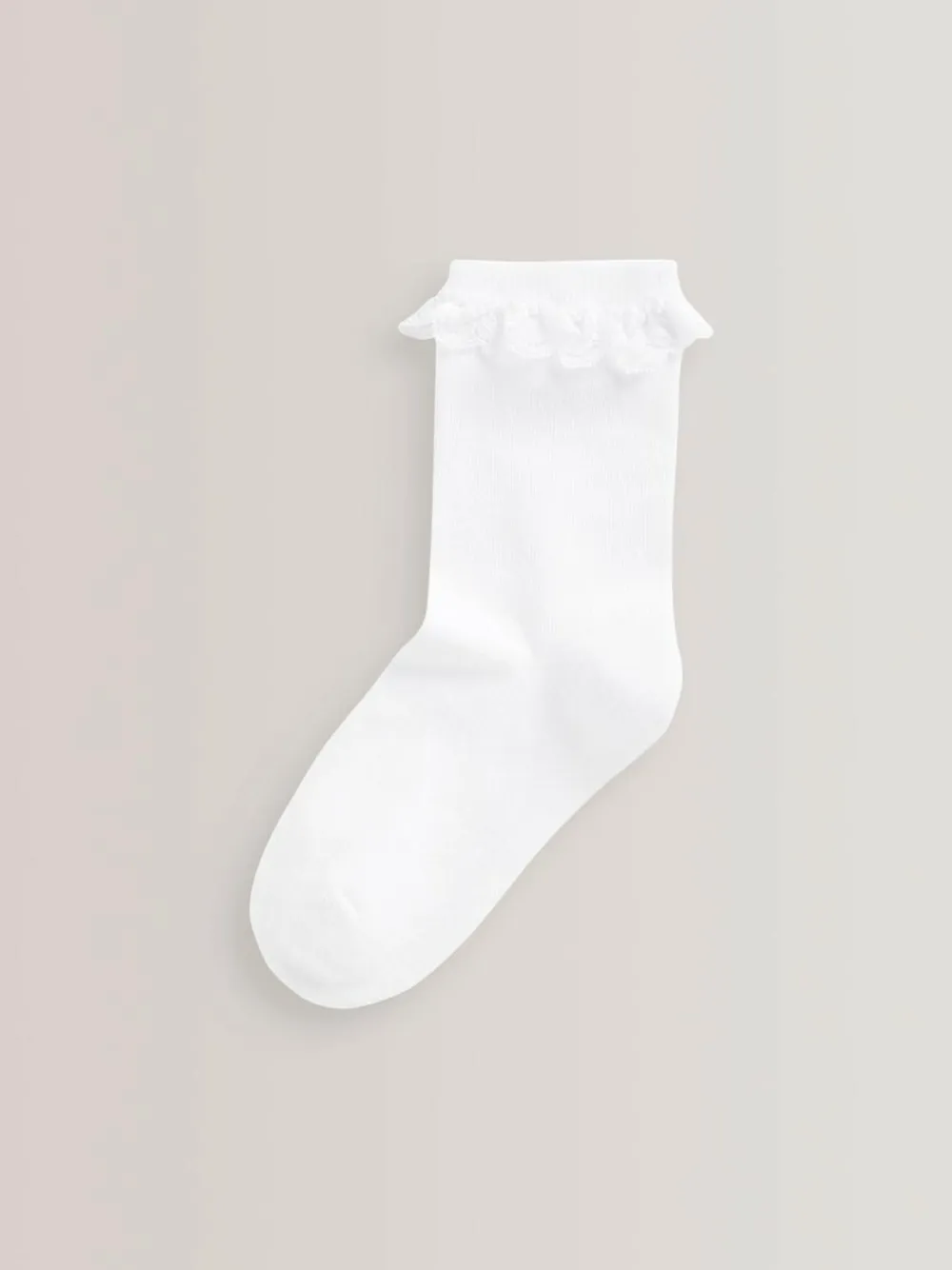 Next White 5 Pack Cotton Rich Cushioned Sole Ruffle Ankle School Socks^ Socks & Tights|Socks & Tights