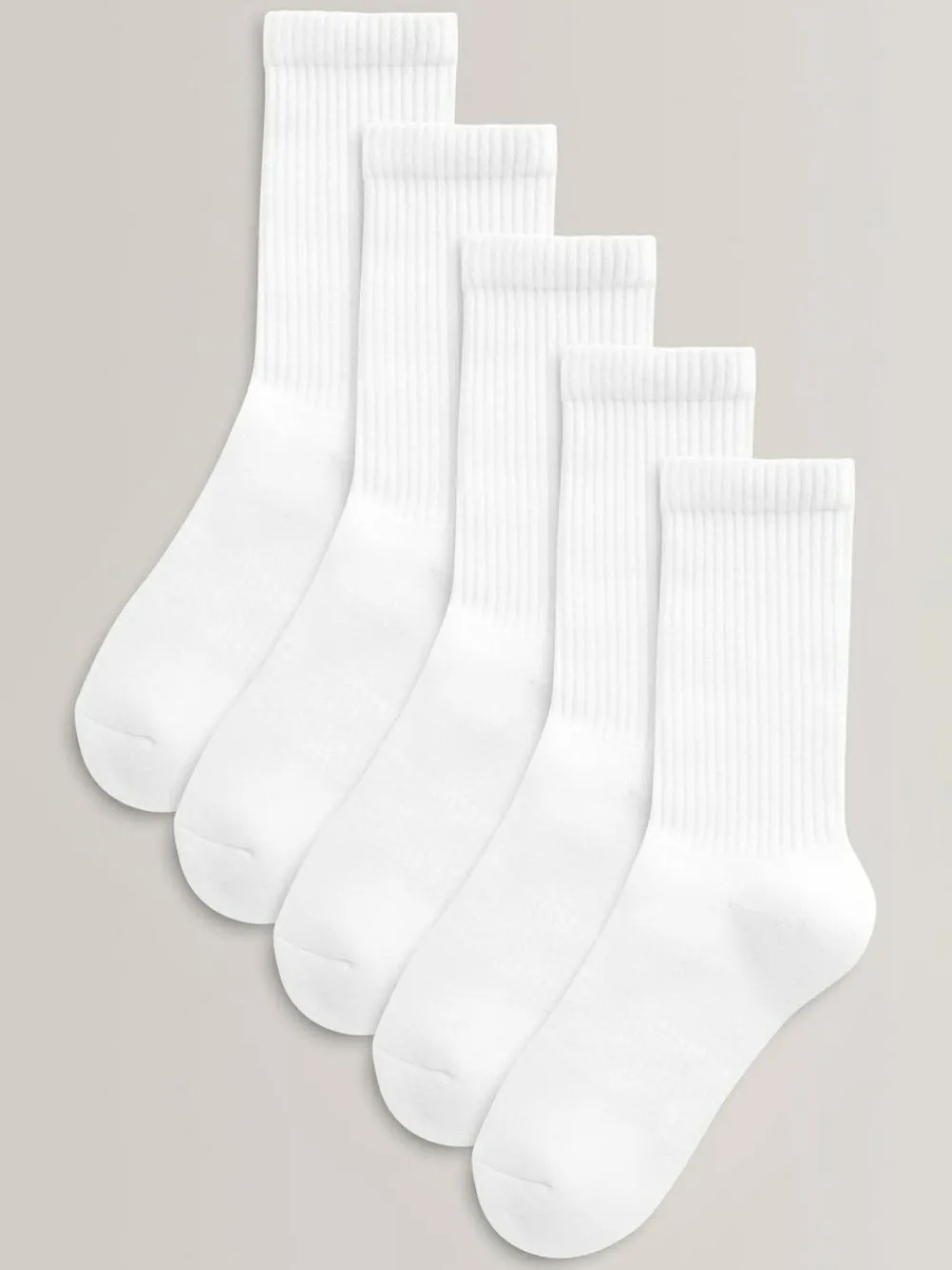 Online Next 5 Pack Cotton Rich Cushioned Footbed Ribbed Socks White