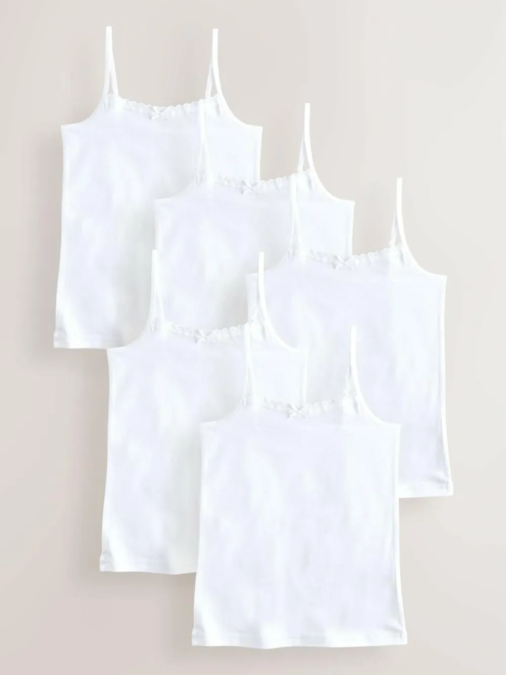 Next White 5 Pack Elastic Strappy Cami Vests (1.5-16yrs)^ Underwear|Nightwear