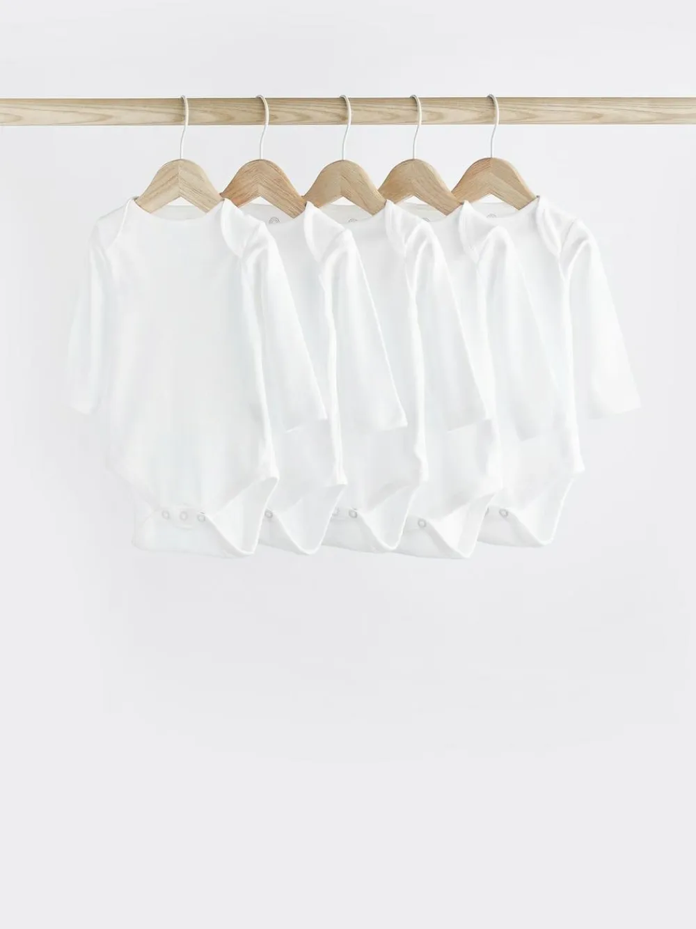 Hot Next White 5 Pack Essential Baby Long Sleeve Bodysuits