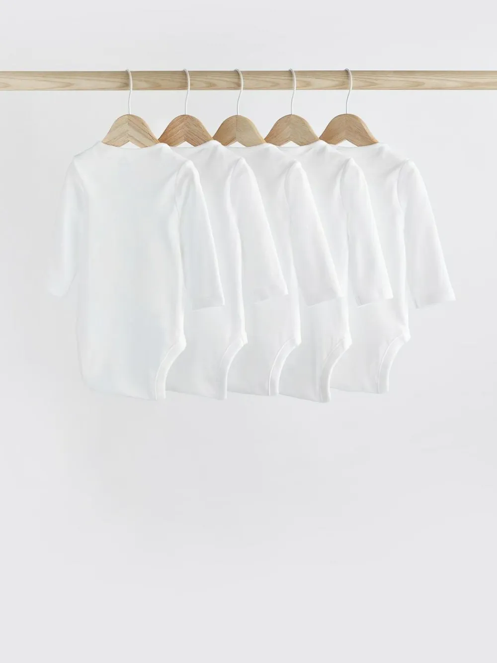 Hot Next White 5 Pack Essential Baby Long Sleeve Bodysuits