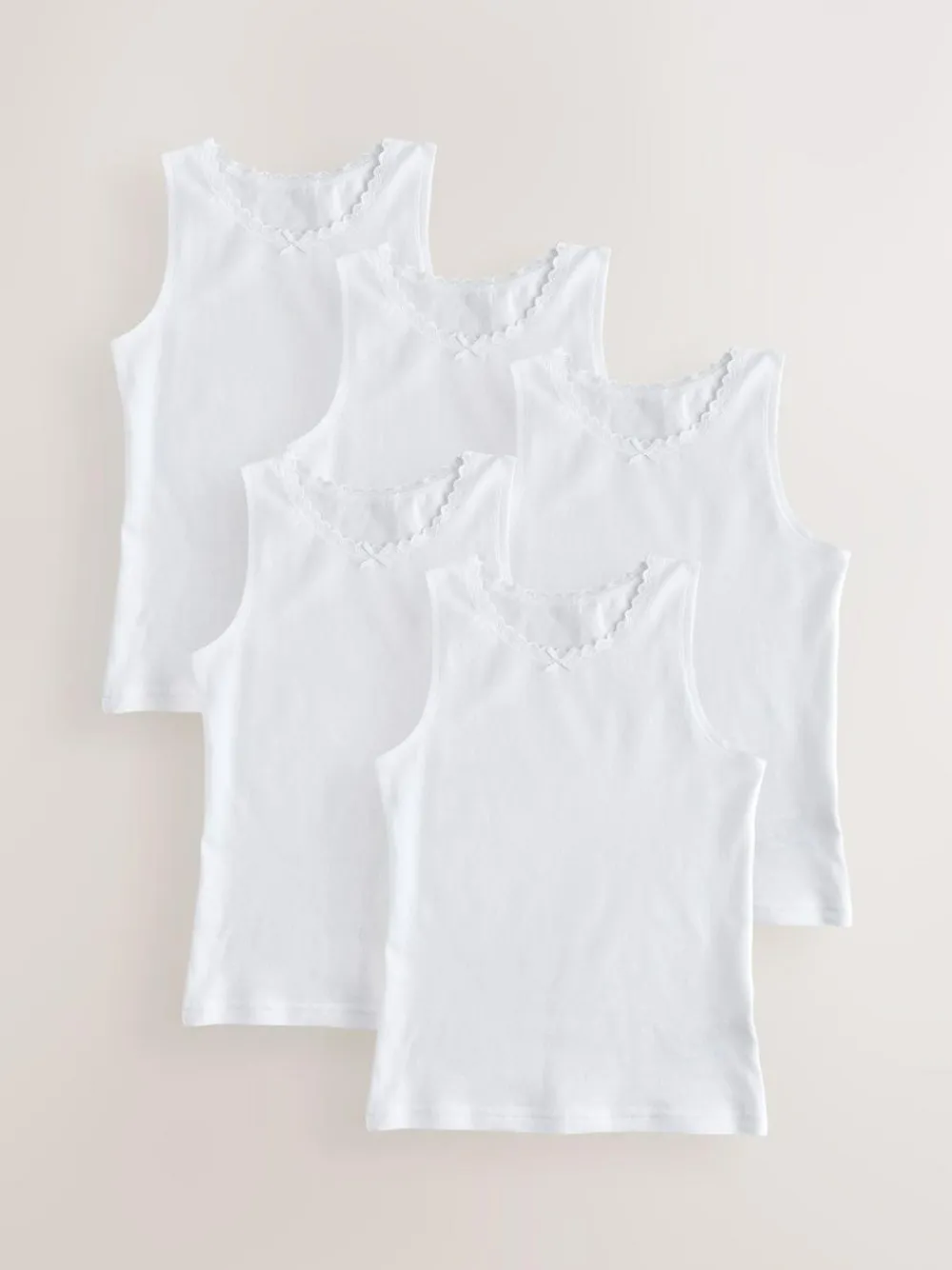 Sale Next White 5 Pack Lace Trim Vest (1.5-16yrs)