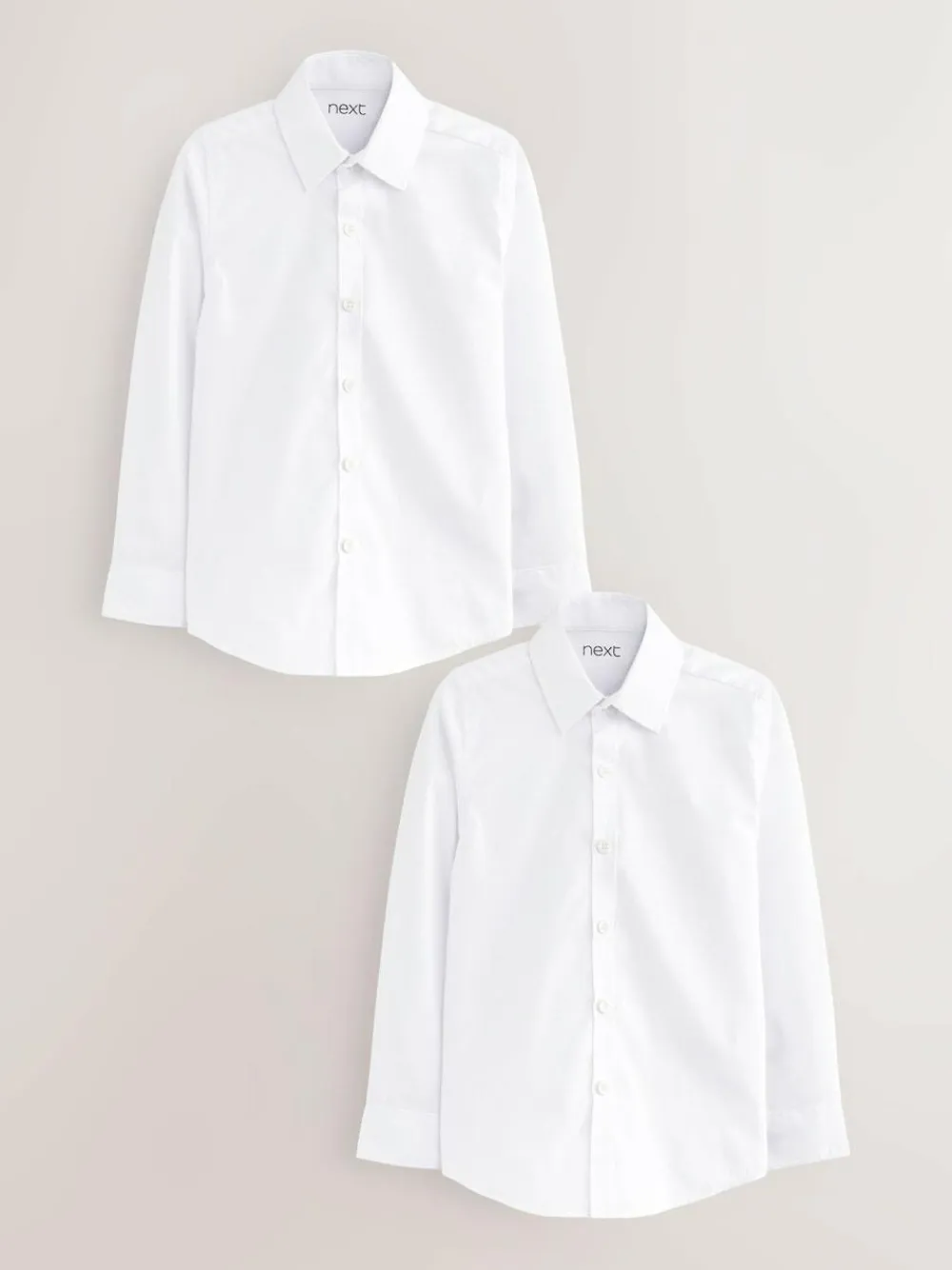 Next White 2 Pack Long Sleeve Stretch School Shirts (3-16yrs)^BOY Shirts