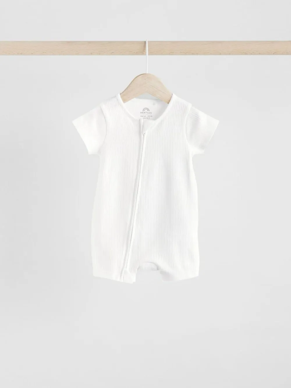 Sale Next White 3 Pack Two Way Zip Baby 100% Cotton Rompers (0mths-3yrs)