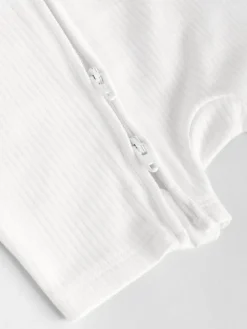 Sale Next White 3 Pack Two Way Zip Baby 100% Cotton Rompers (0mths-3yrs)